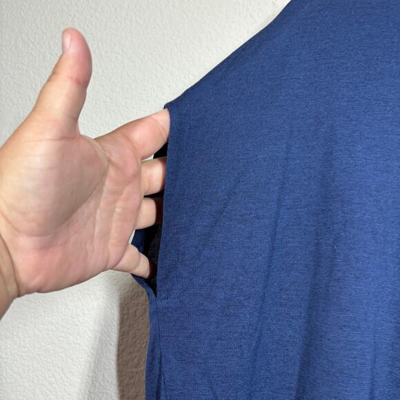 Vince Womens Size XS Boxy Crew Neck Top Blouse Navy Blue Pullover Circle Tee - Picture 3 of 7